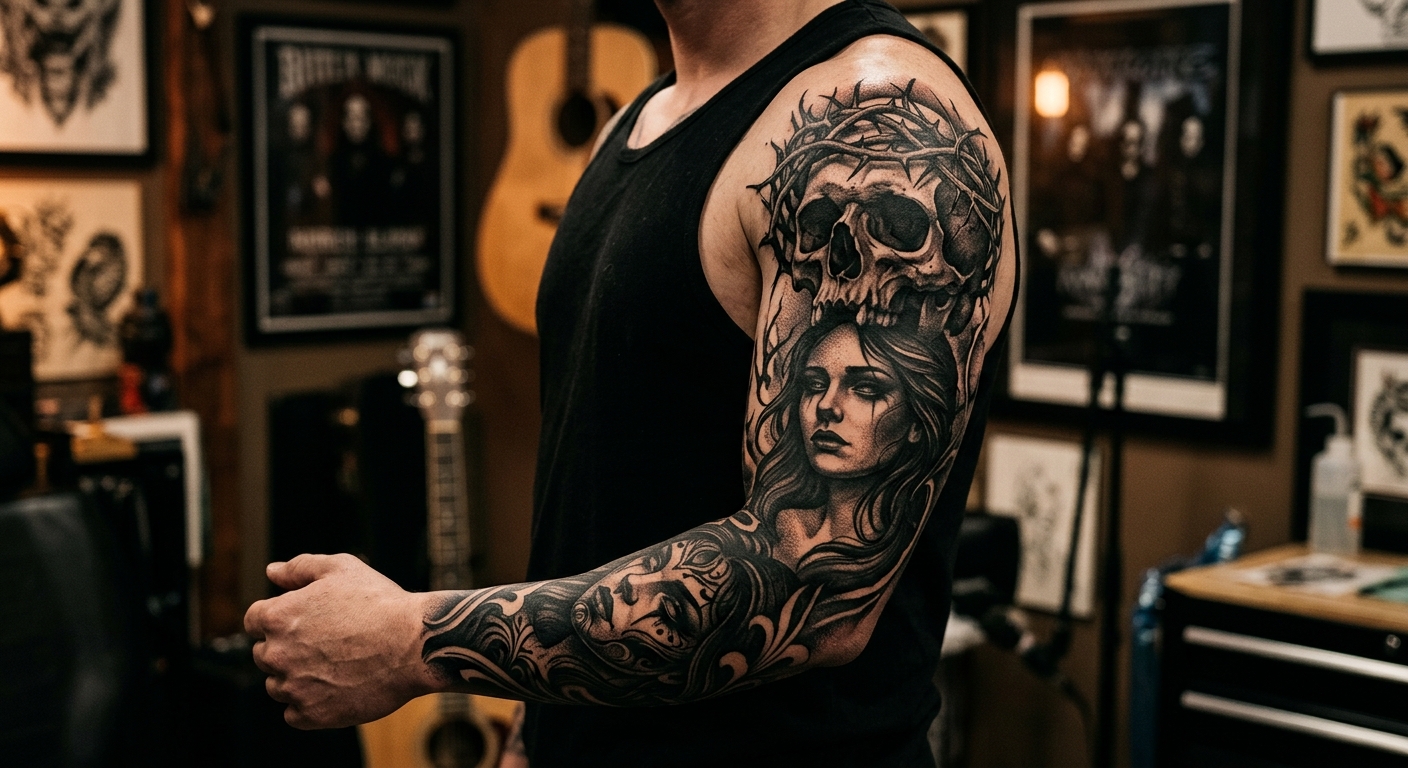 Blackwork tattoo masterpiece